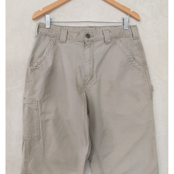 Carhartt Carpenter Pants Mens 34x32 Tan B151 Dungaree Fit Utility Work Cotton - Picture 3 of 14